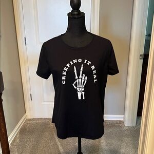 Maurices Black Graphic Tee with Skeleton Design